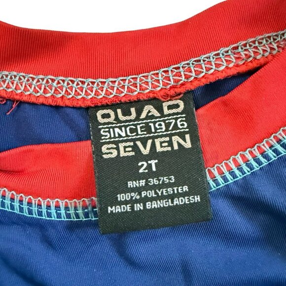 Quad Seven Rash Guard Swim Set Crab Print Red Blue SPF Protection Size 2T - Picture 4 of 5